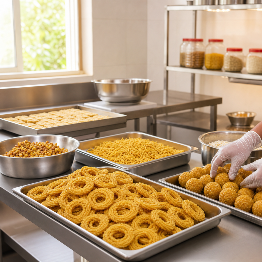 Fresh snacks being prepared in the MH Foods kitchen