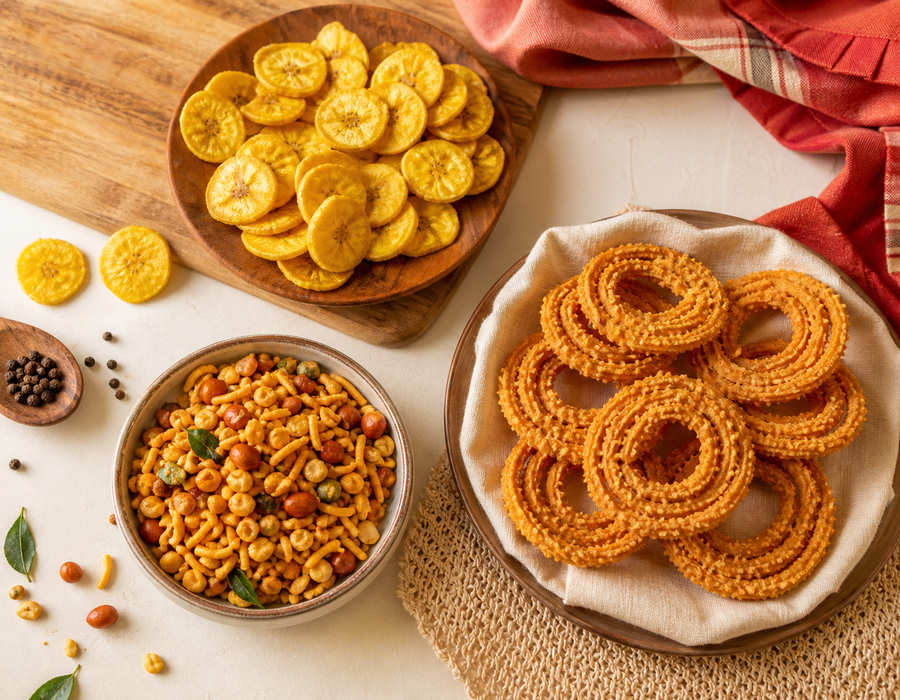 An assortment of freshly made MH Foods snacks