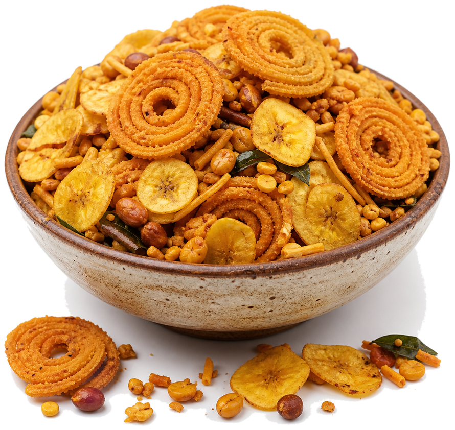 A bowl of crispy MH Foods snacks